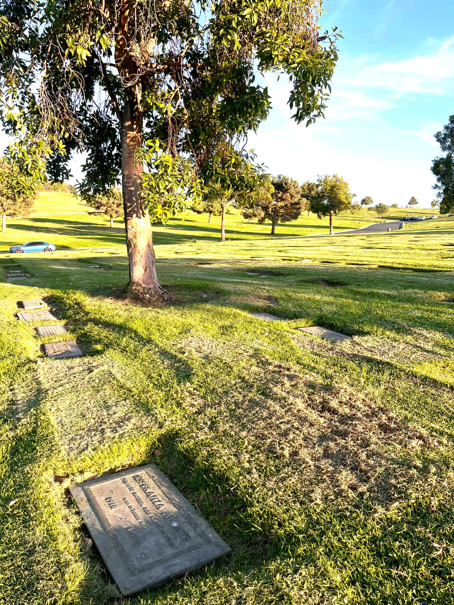 Single cemetery plot on the hill overlooking the mountatins