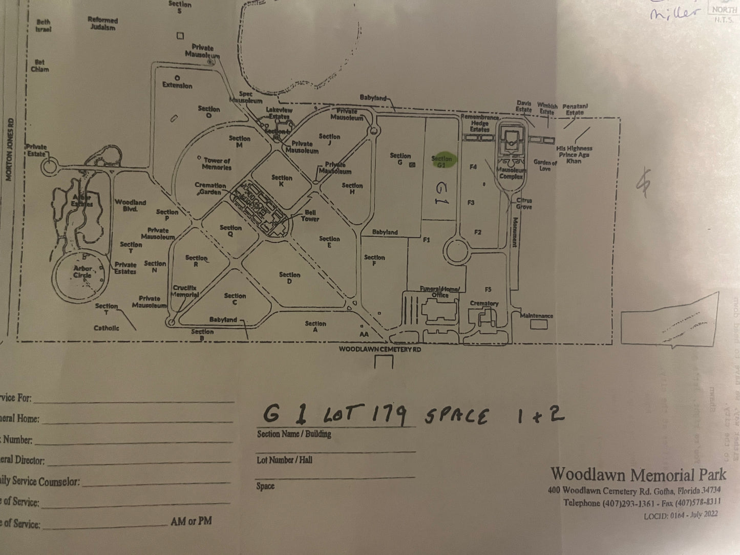 Multiple Graves for Sale – Woodlawn Memorial Park (Orlando) - Gotha (2 Spots, 400 Woodlawn Cemetery Rd. - Gotha, Florida 34734)