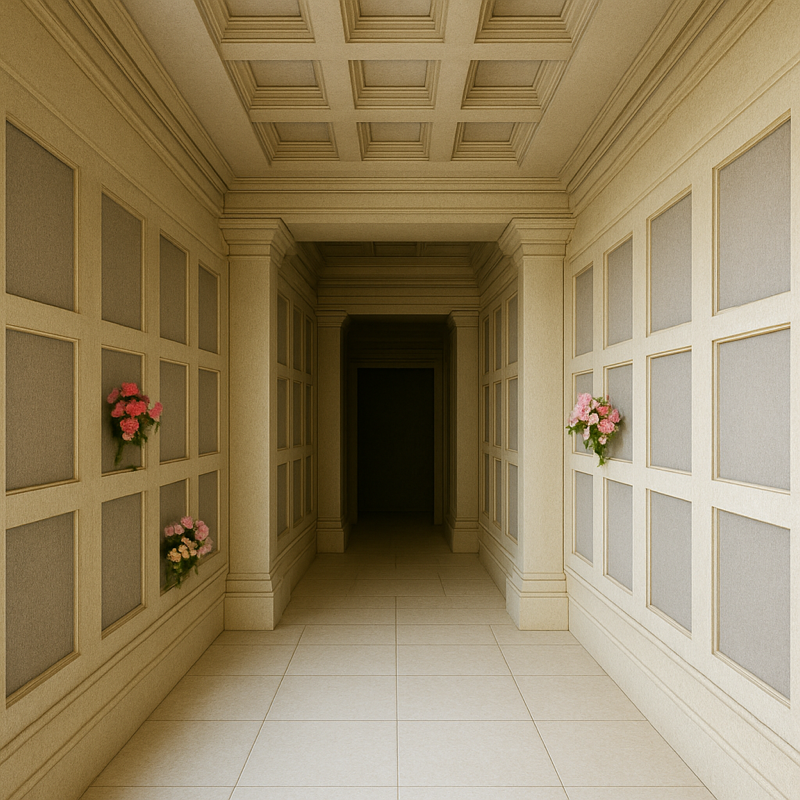 A pair of spaces together in a beautiful columbarium