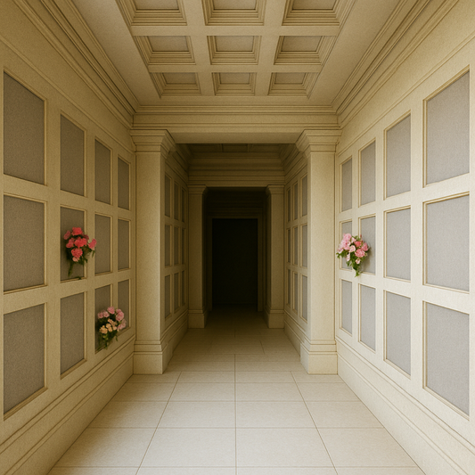 A pair of spaces together in a beautiful columbarium