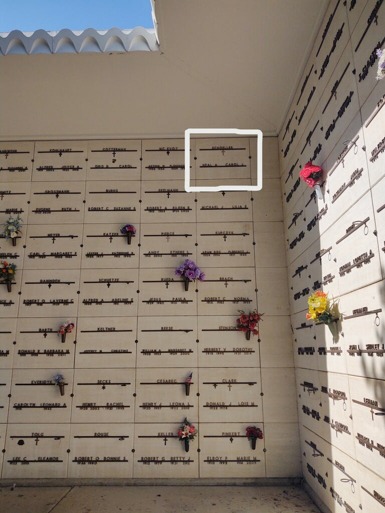 Room for 2 caskets in a beautiful exterior mausoleum