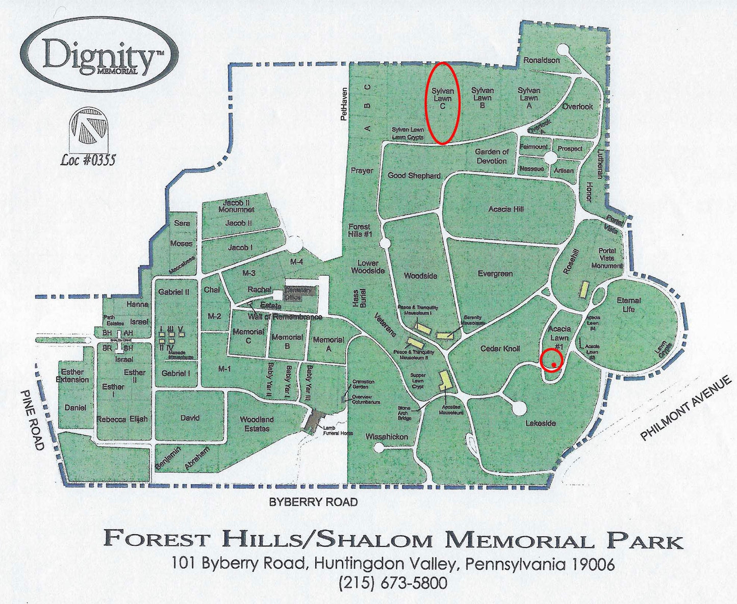 Four plots in a beautiful part of the cemetery